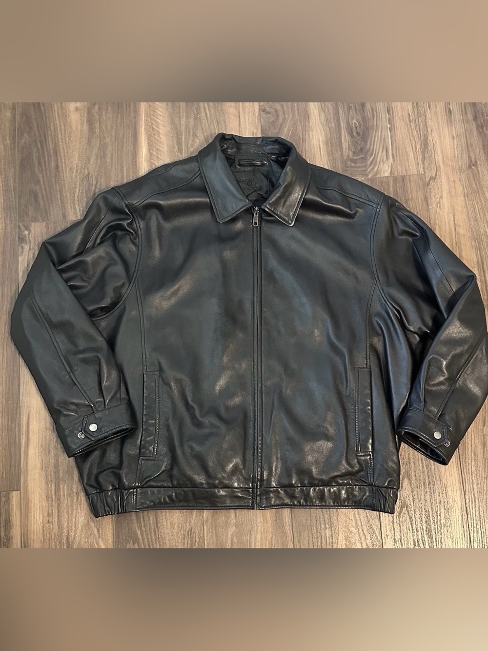 Roundtree And Yorke Men’s Black Lamb Leather Bomber Jacket 3XB Big Tall